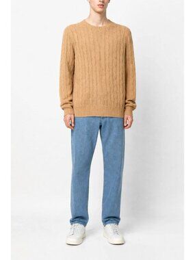 NWT Polo Ralph Lauren Cable Knit Cashmere Sweater Brown Mens Size Large